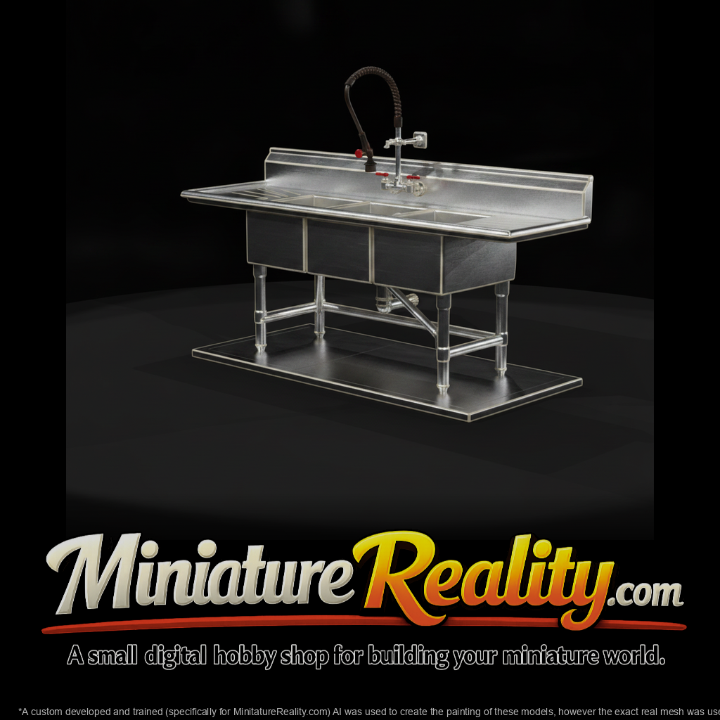 Three-Compartment Commercial Kitchen Sink