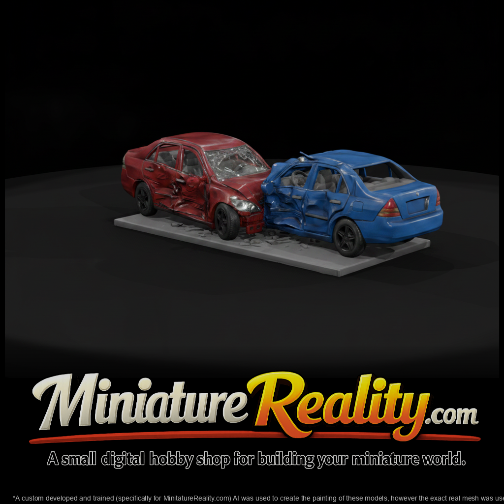 Two-Car Collision Wreck Scene