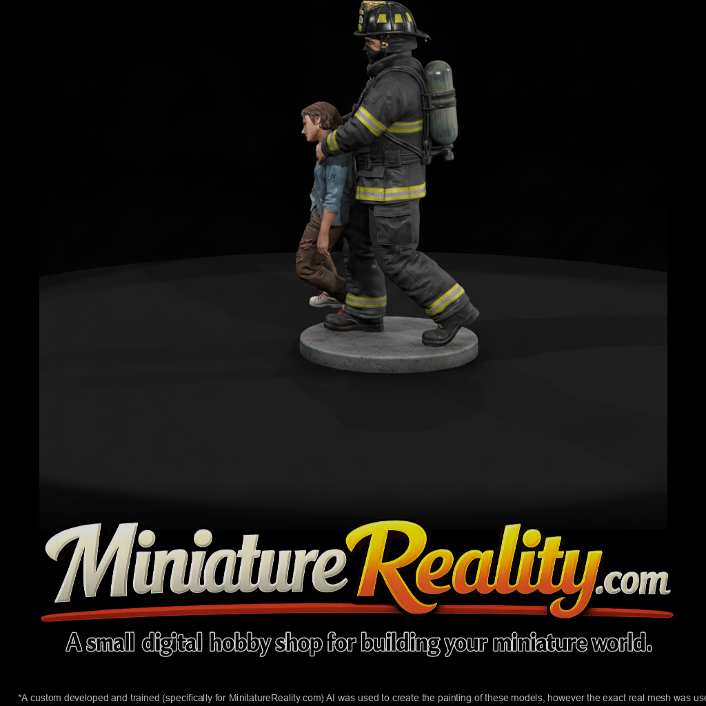 Firefighter Carrying a Rescued Victim