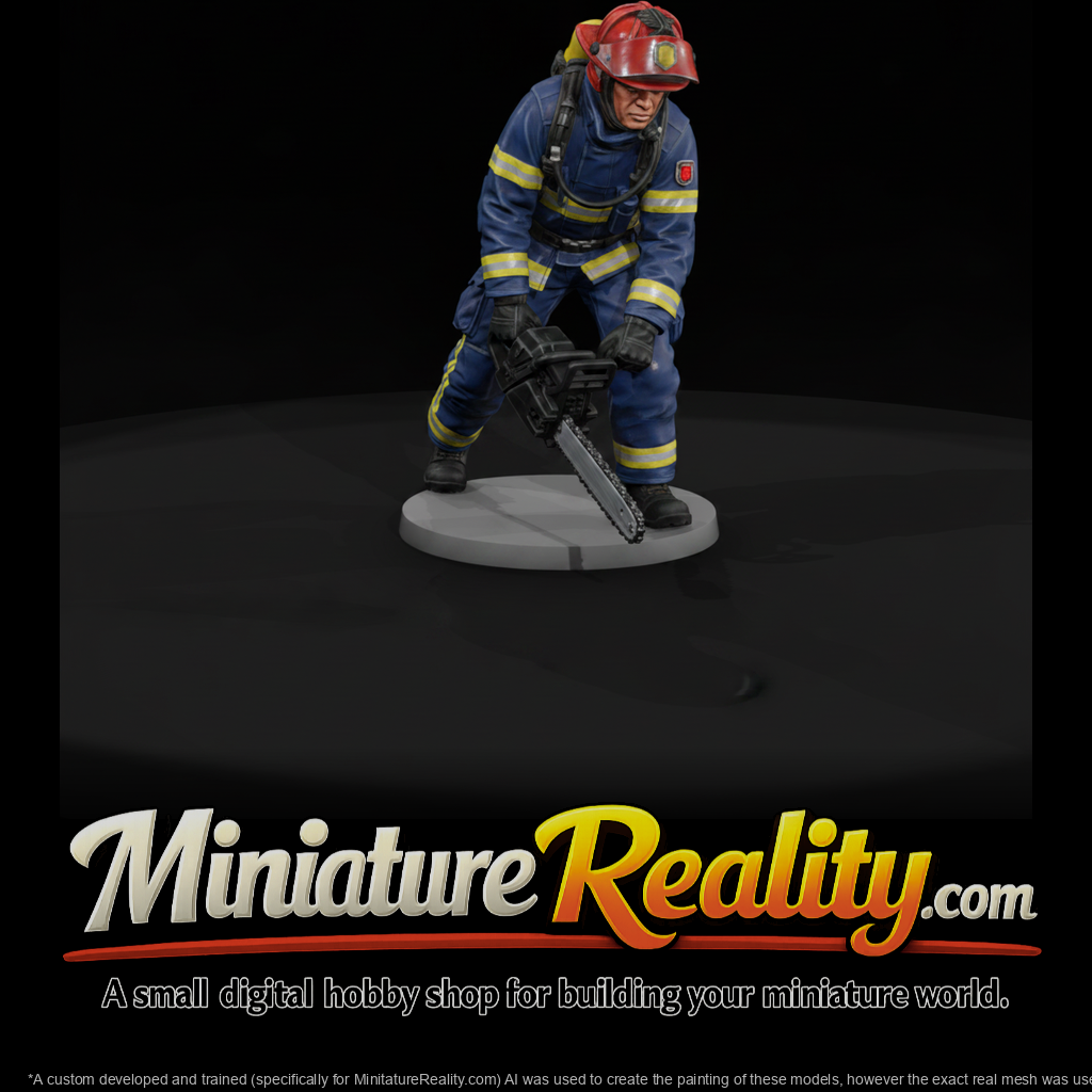 Modern Firefighter with Roof Vent Saw