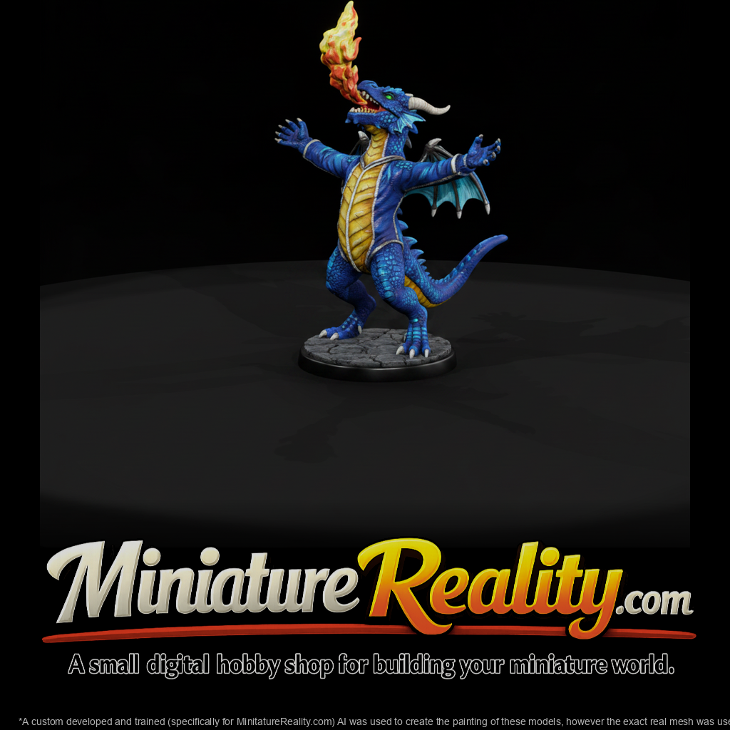 Fire-Breathing Blue Dragon Mascot