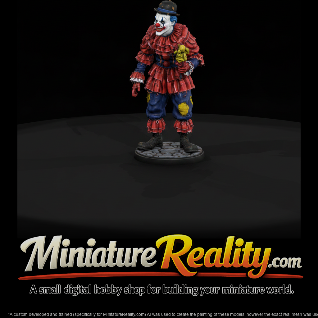 Sinister Circus Clown with Ragged Doll