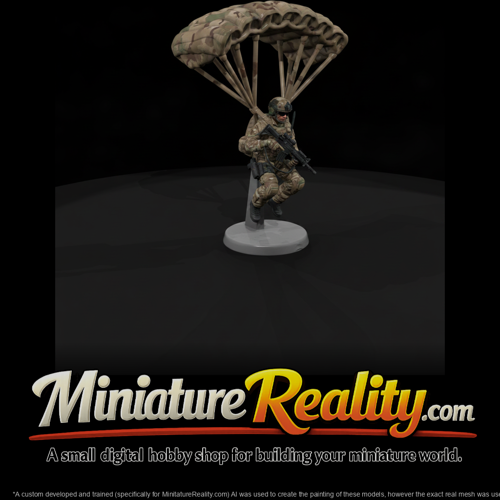 Paratrooper Under Canopy Ready to Land
