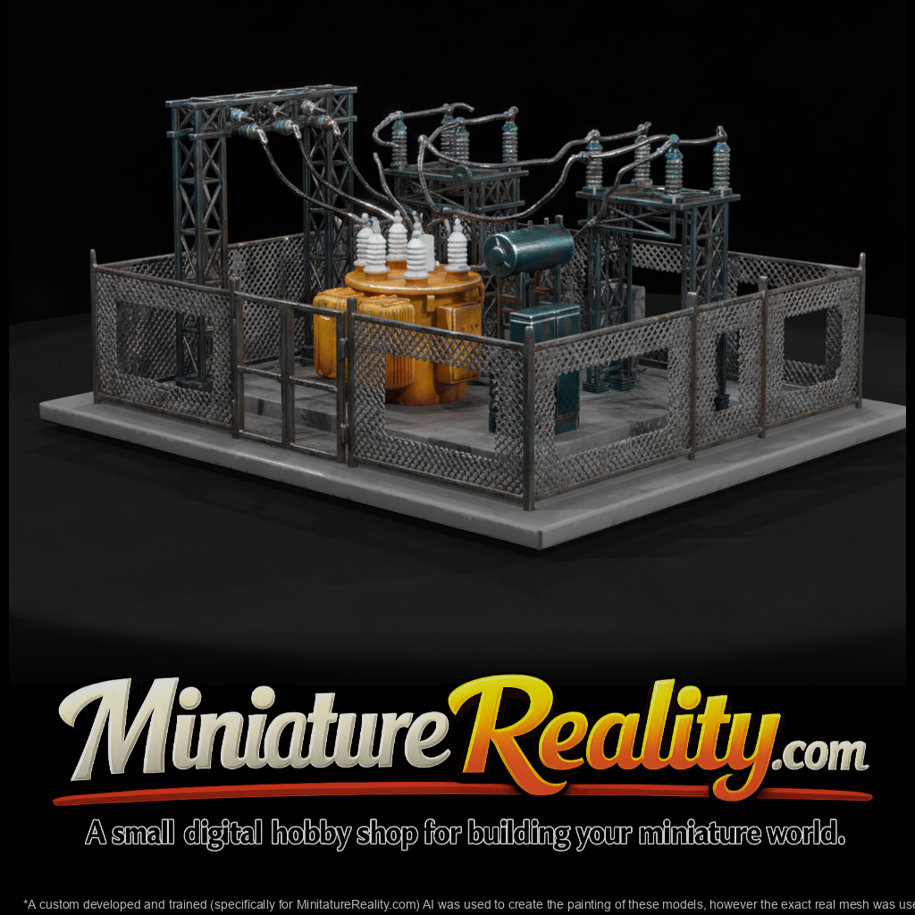 Fenced Electrical Substation with Transformer