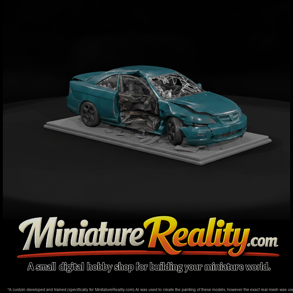 Side-Impact Wrecked Coupe on Base