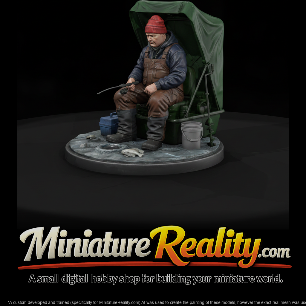 Ice Fisherman on a Flip-Over Shelter