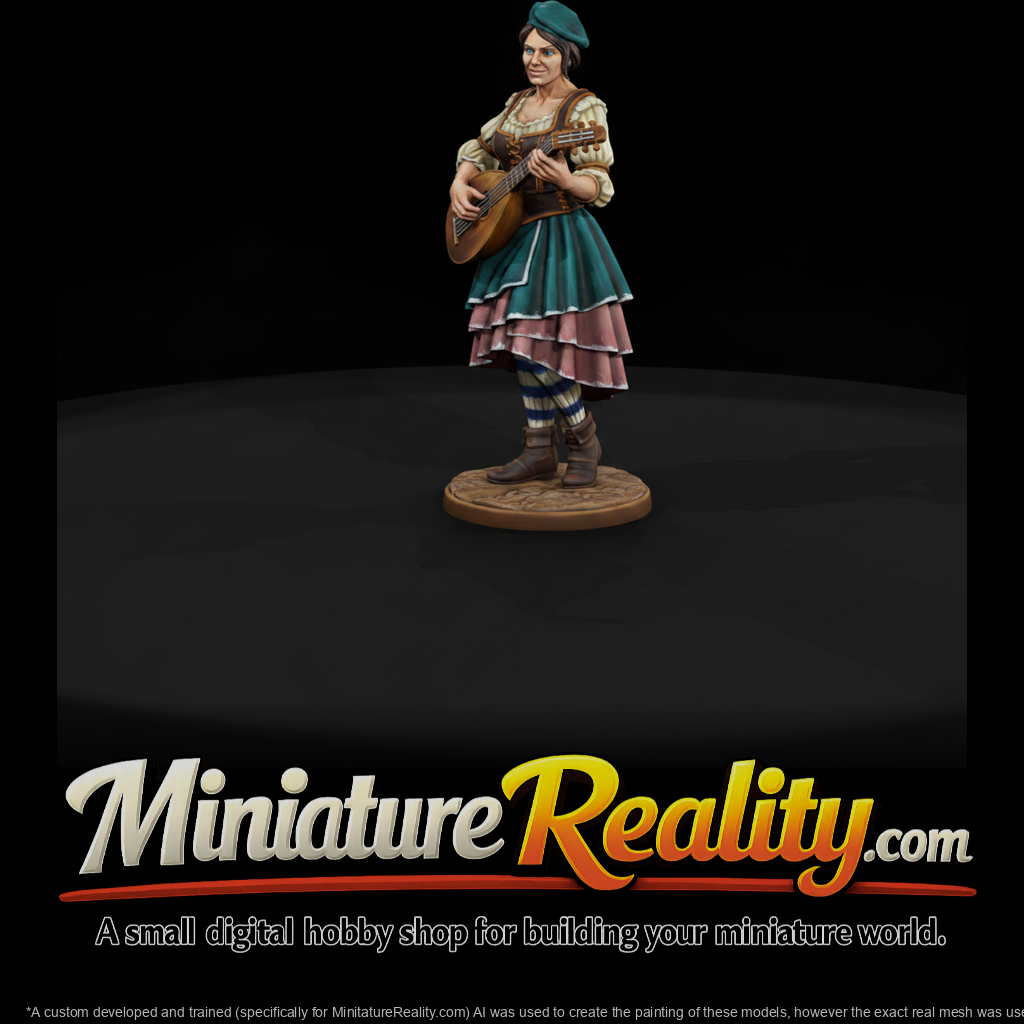 Wandering Minstrel Woman with a Lute