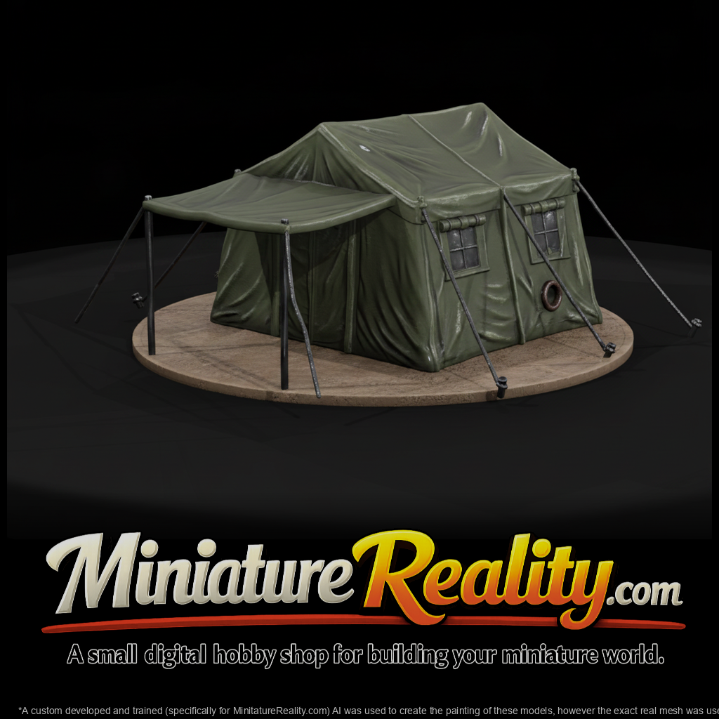 Military Canvas Wall Tent with Awning