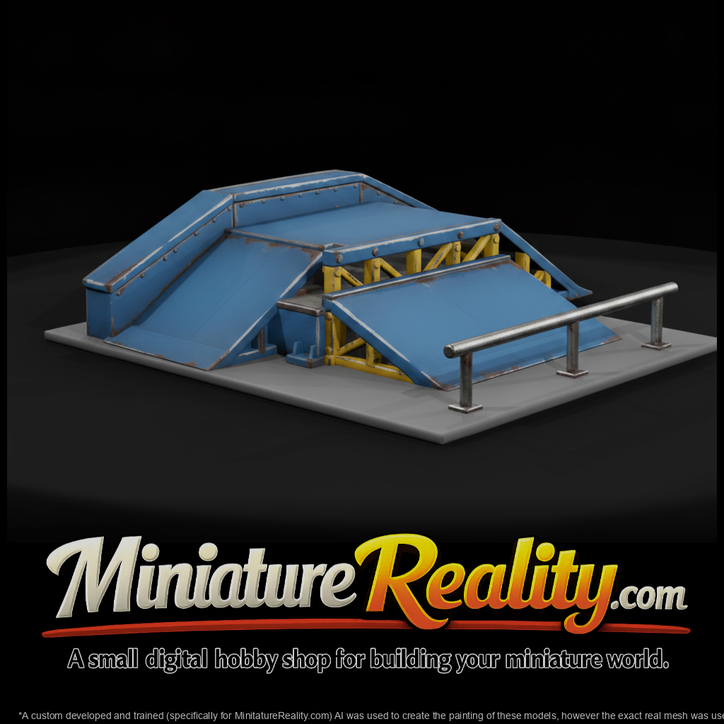 Skatepark Grind Rail and Funbox