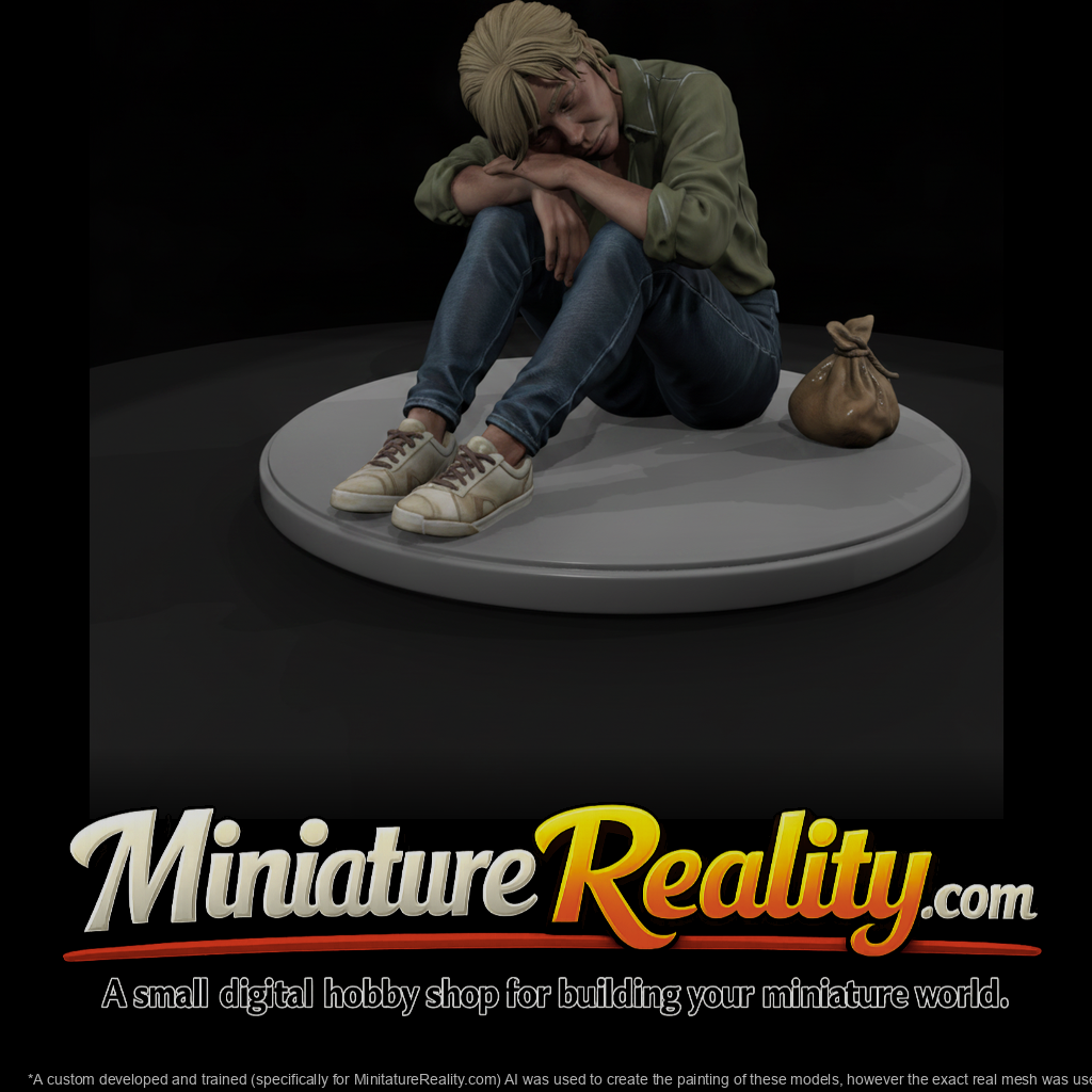 Slumped Seated Refugee Figure