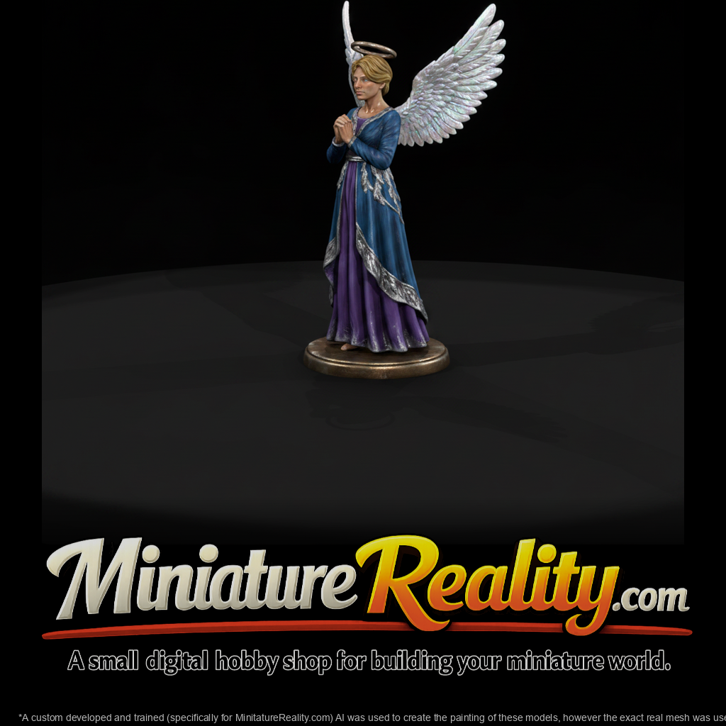 Praying Angel with Feathered Wings