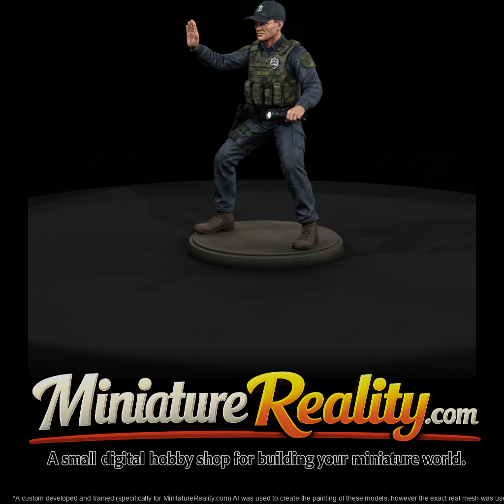 Modern Police Officer Signalling Halt
