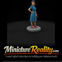 1940s Woman in Blue Day Dress — thumbnail 2
