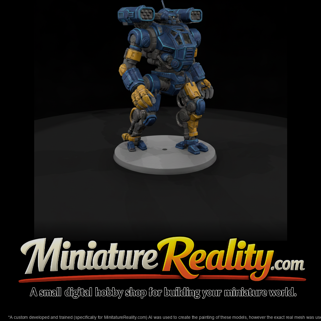 Piloted Battle Mech with Missile Pods