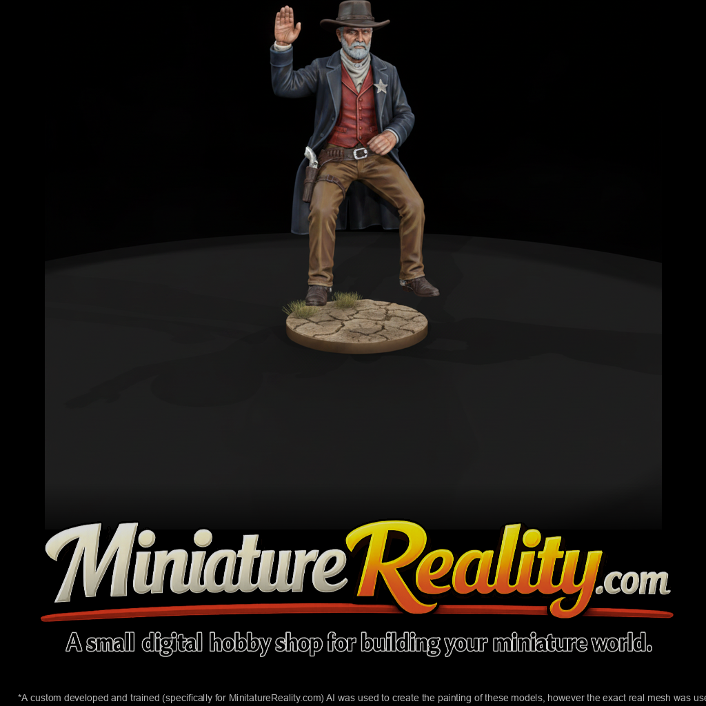 Old West Mounted Lawman with Raised Hand