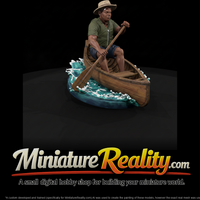 Paddler in a Wooden Canoe on Water — thumbnail 2