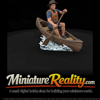 Wooden Canoe with Paddler — thumbnail 2