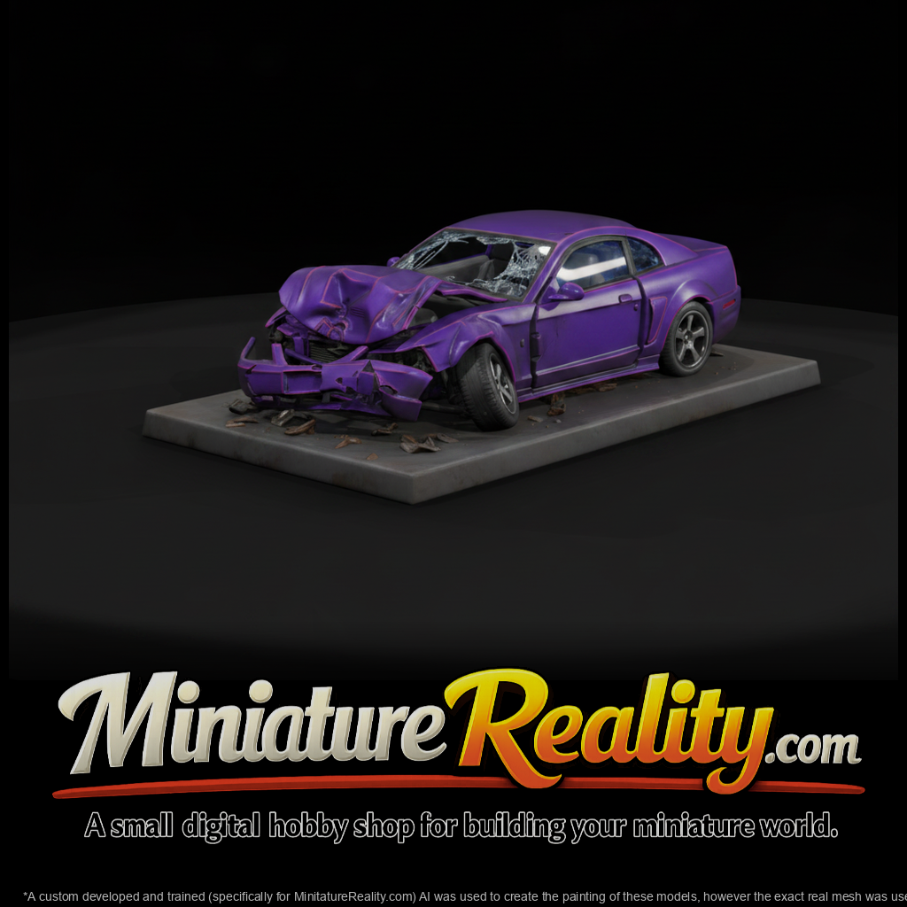 Wrecked Purple Sports Coupe