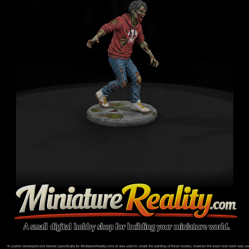 Undead Teen Skater in Red Hoodie