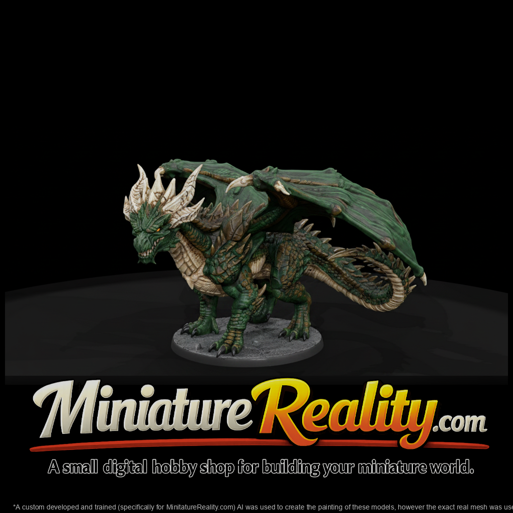 Horned Green Dragon with Spiked Crown