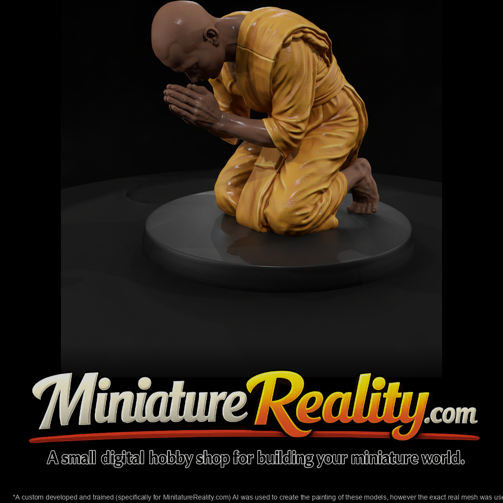 Kneeling Buddhist Monk in Prayer