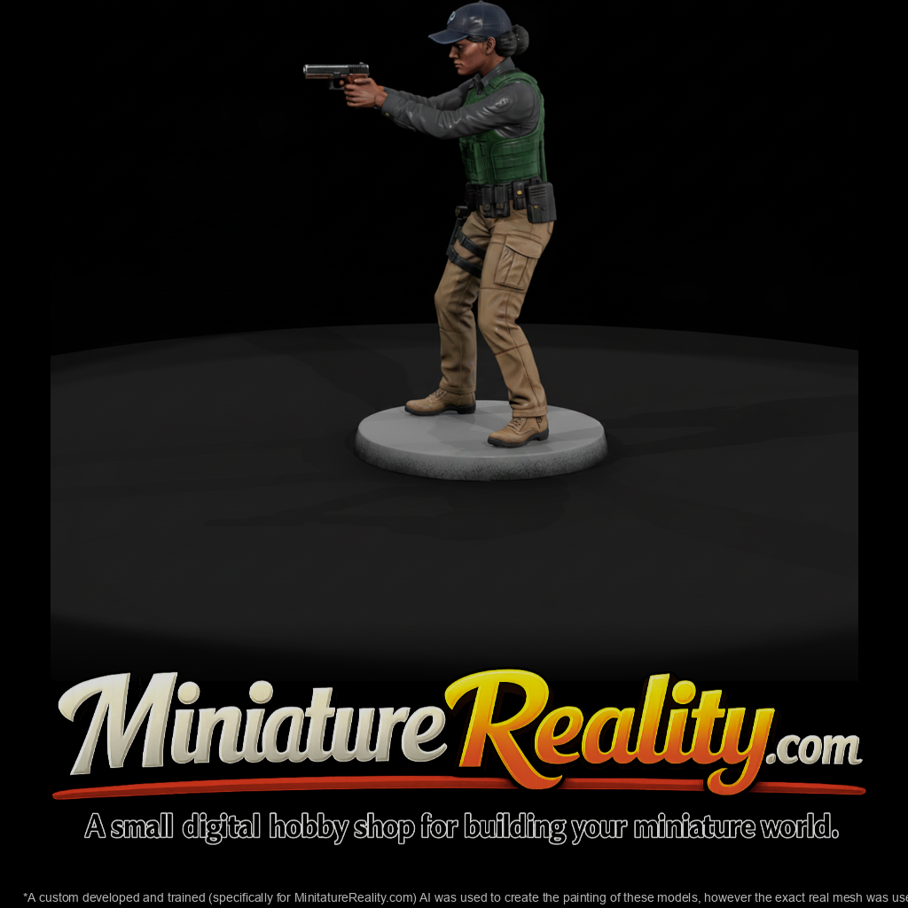Modern Police Officer Aiming Sidearm