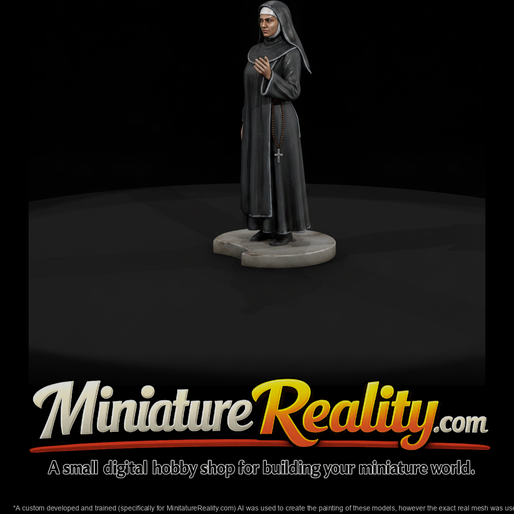 Praying Nun with Rosary