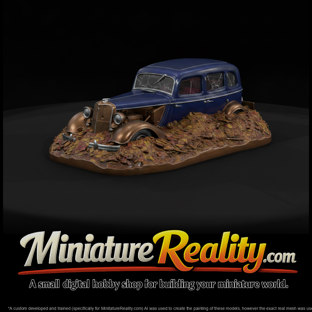 Abandoned 1930s Sedan in Fallen Leaves