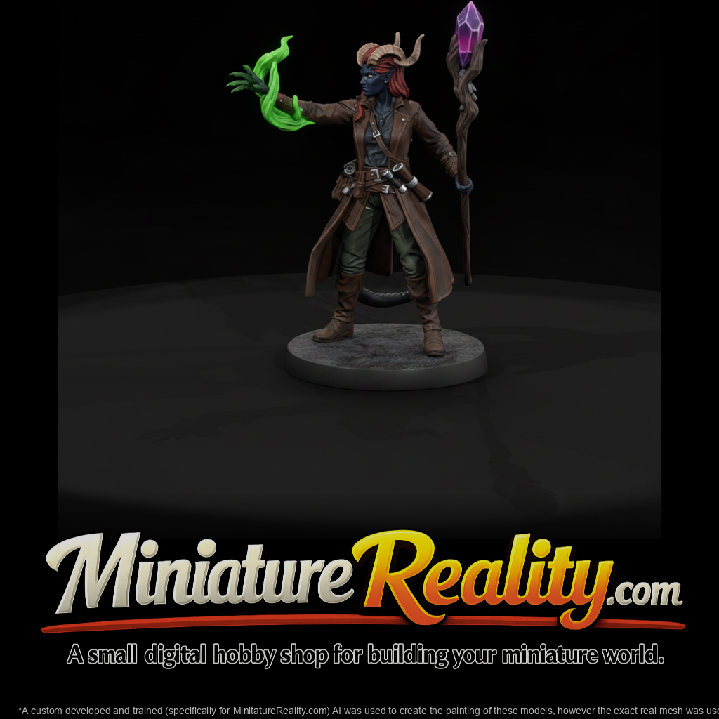 Tiefling Warlock with Crystal Staff