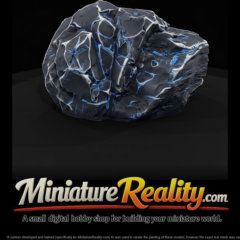 Glowing Blue Vein Rock Outcrop