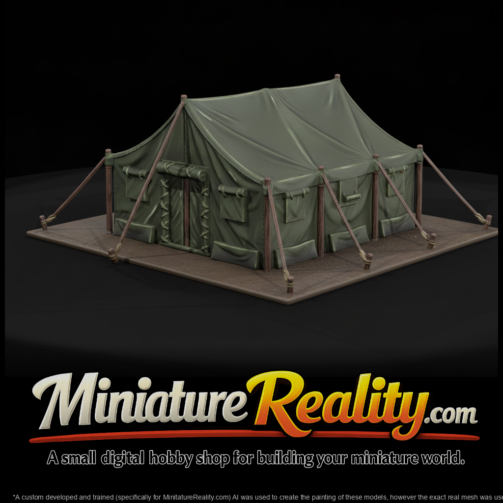 Military Field Wall Tent with Guy Lines