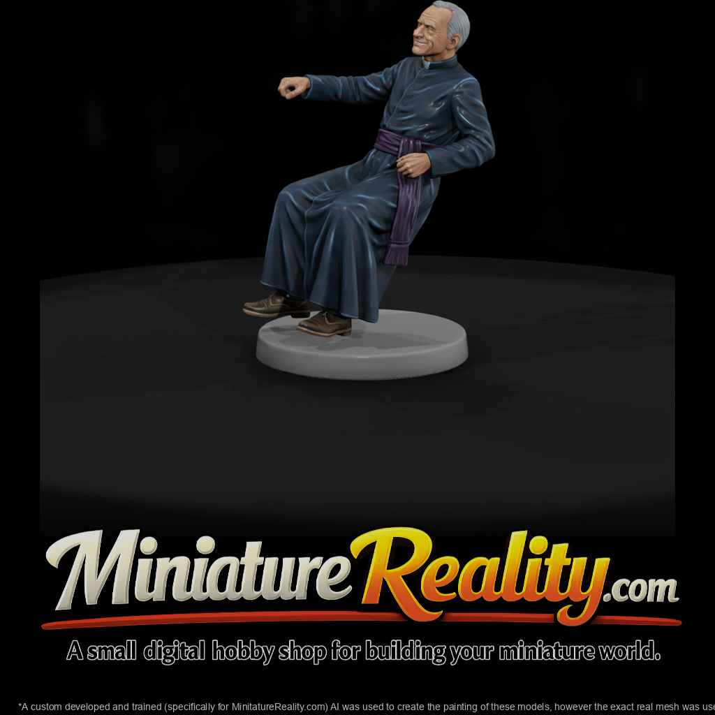 Seated Catholic Priest in Cassock