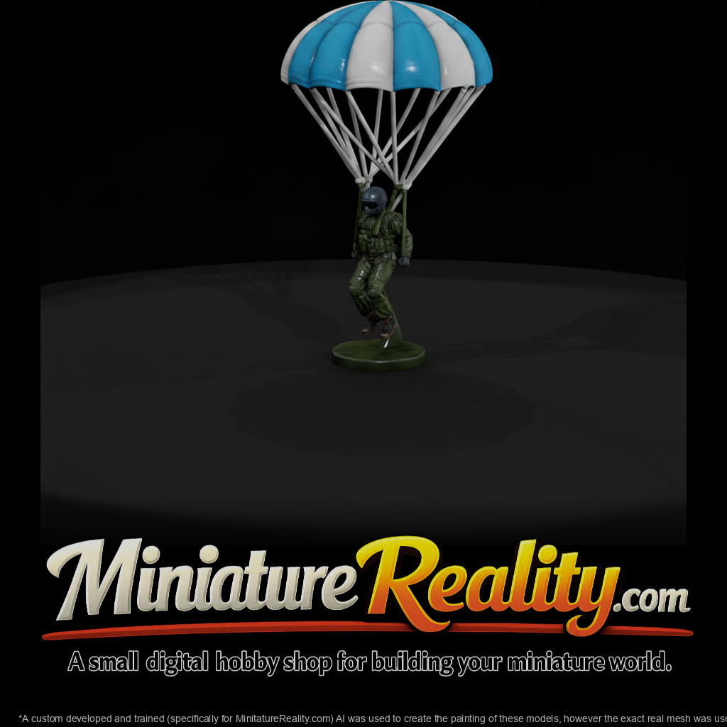 Paratrooper Descending Under Canopy