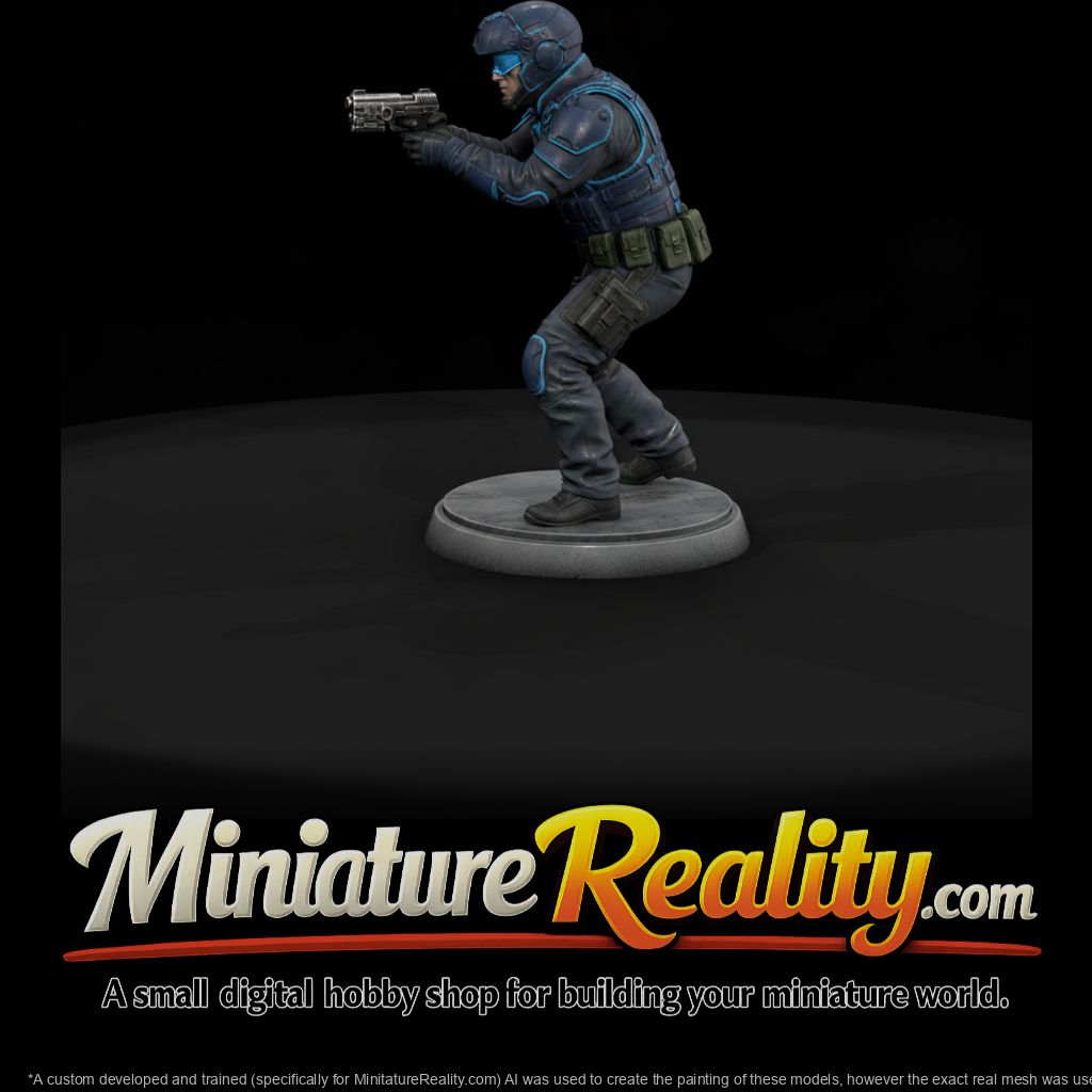 Near-Future City Police Officer with Sidearm