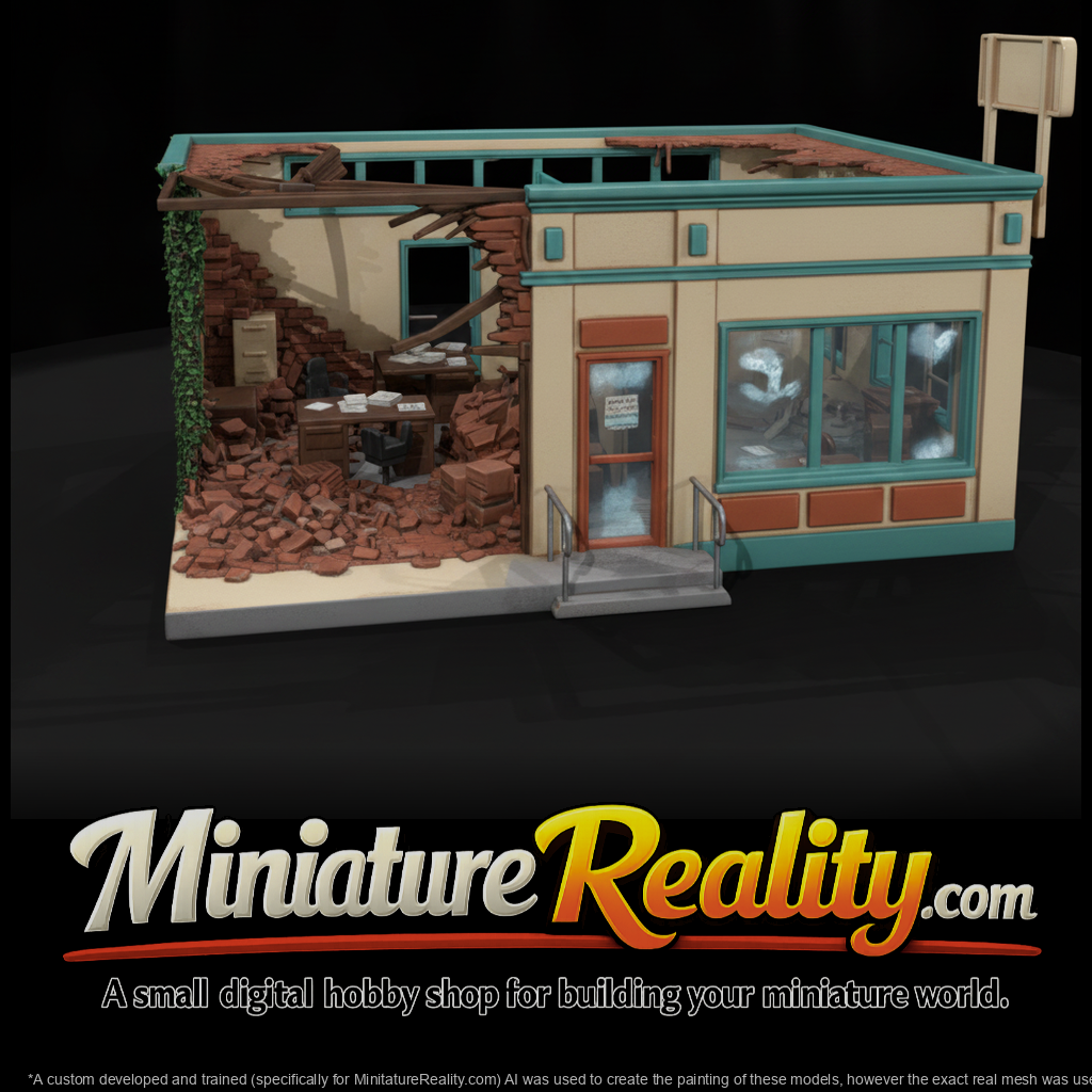 Abandoned Storefront Office with Collapsed Wall
