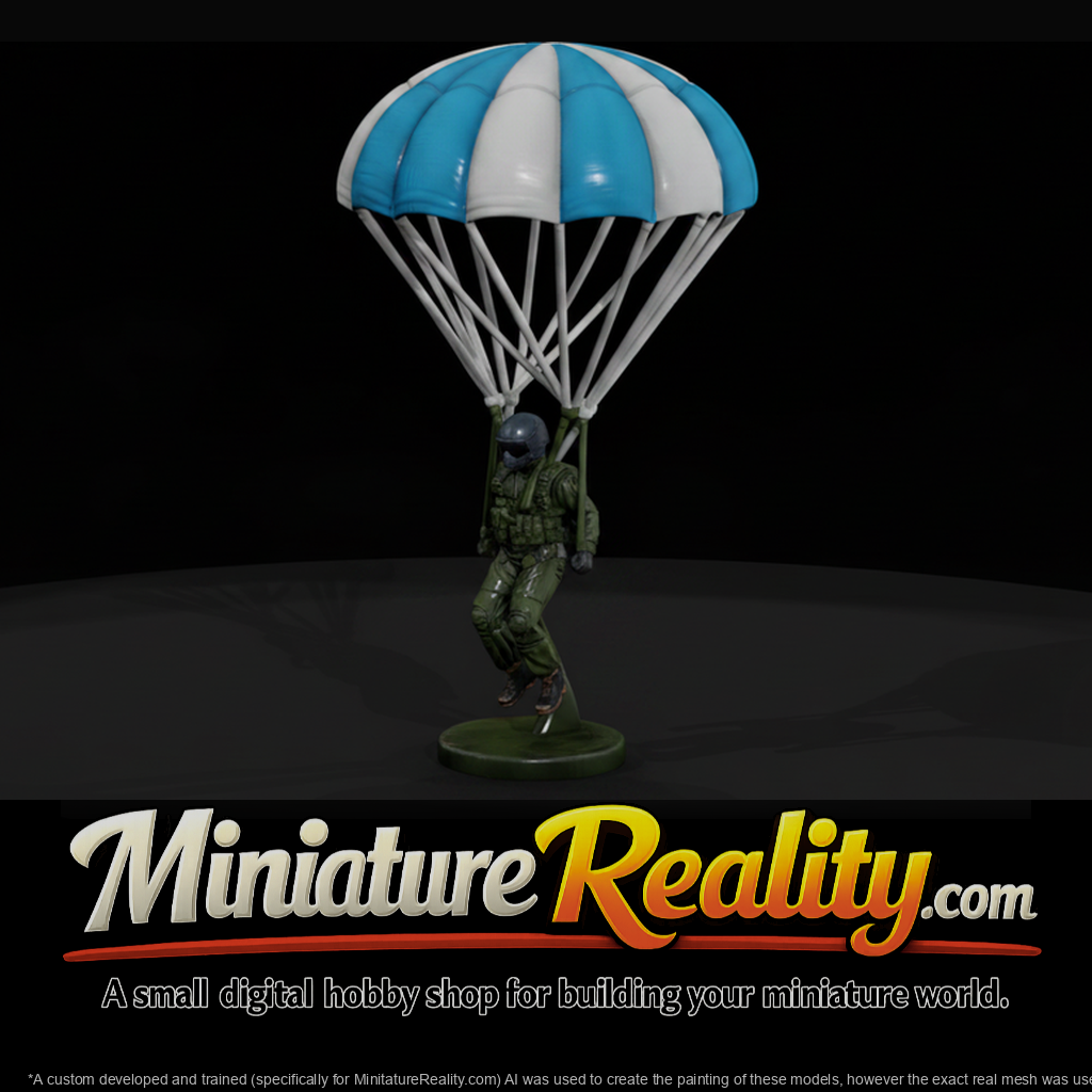Paratrooper Descending Under Canopy
