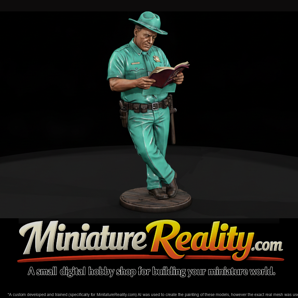 Rural Trooper Reading a Ticket Book