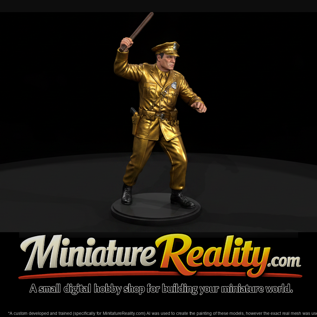 1950s Patrolman Swinging a Nightstick