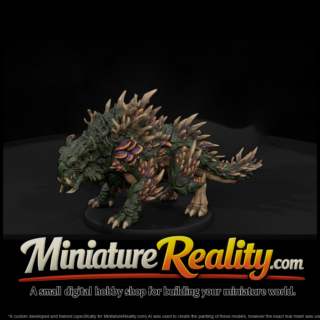 Fungal Spine Crawler Beast miniature, three-quarter view
