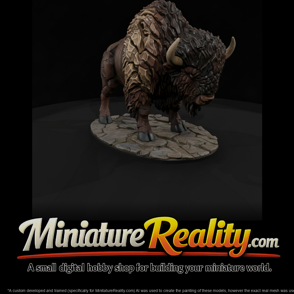 Stone-Hide Thunder Bison miniature, three-quarter view
