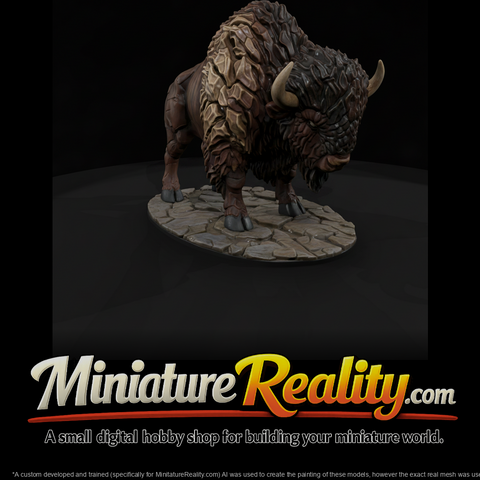 Stone-Hide Thunder Bison miniature, three-quarter view