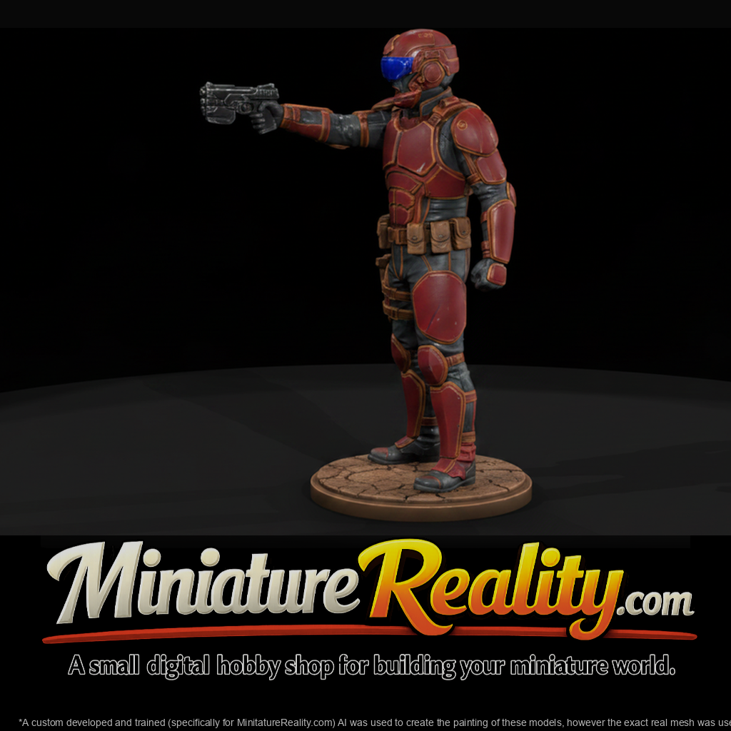 Futuristic Armored Police Trooper with Sidearm