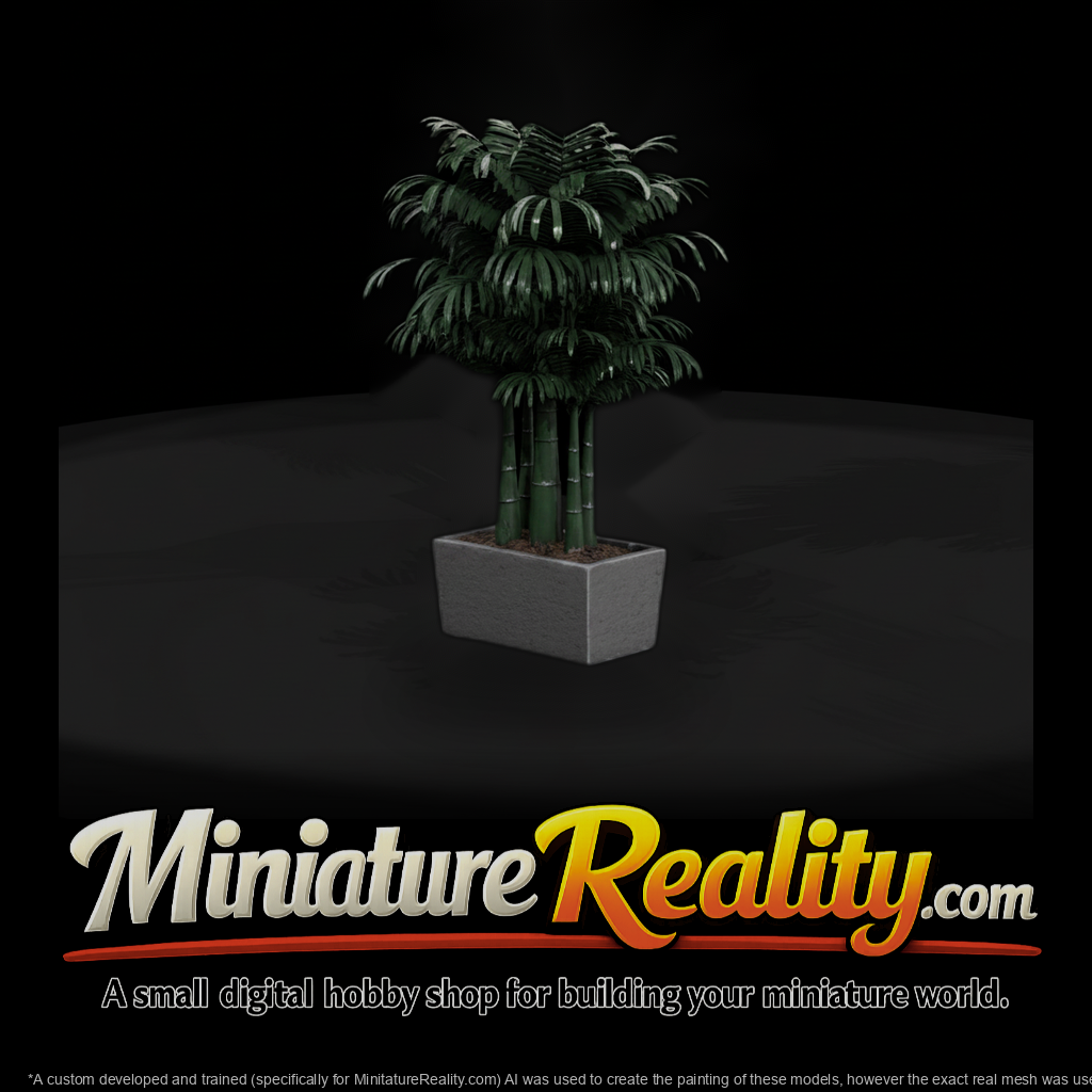 Stylized Monochrome Cluster Palm Planter 3D Model