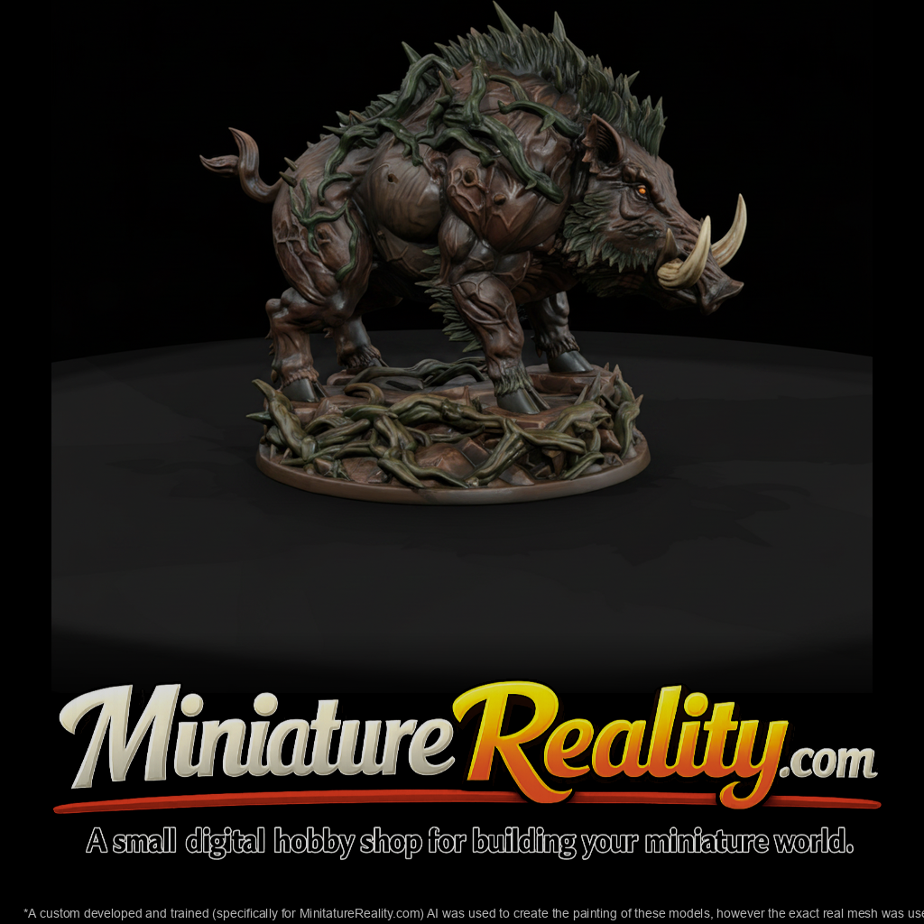 Bramble-Back Thornhide Boar miniature, three-quarter view