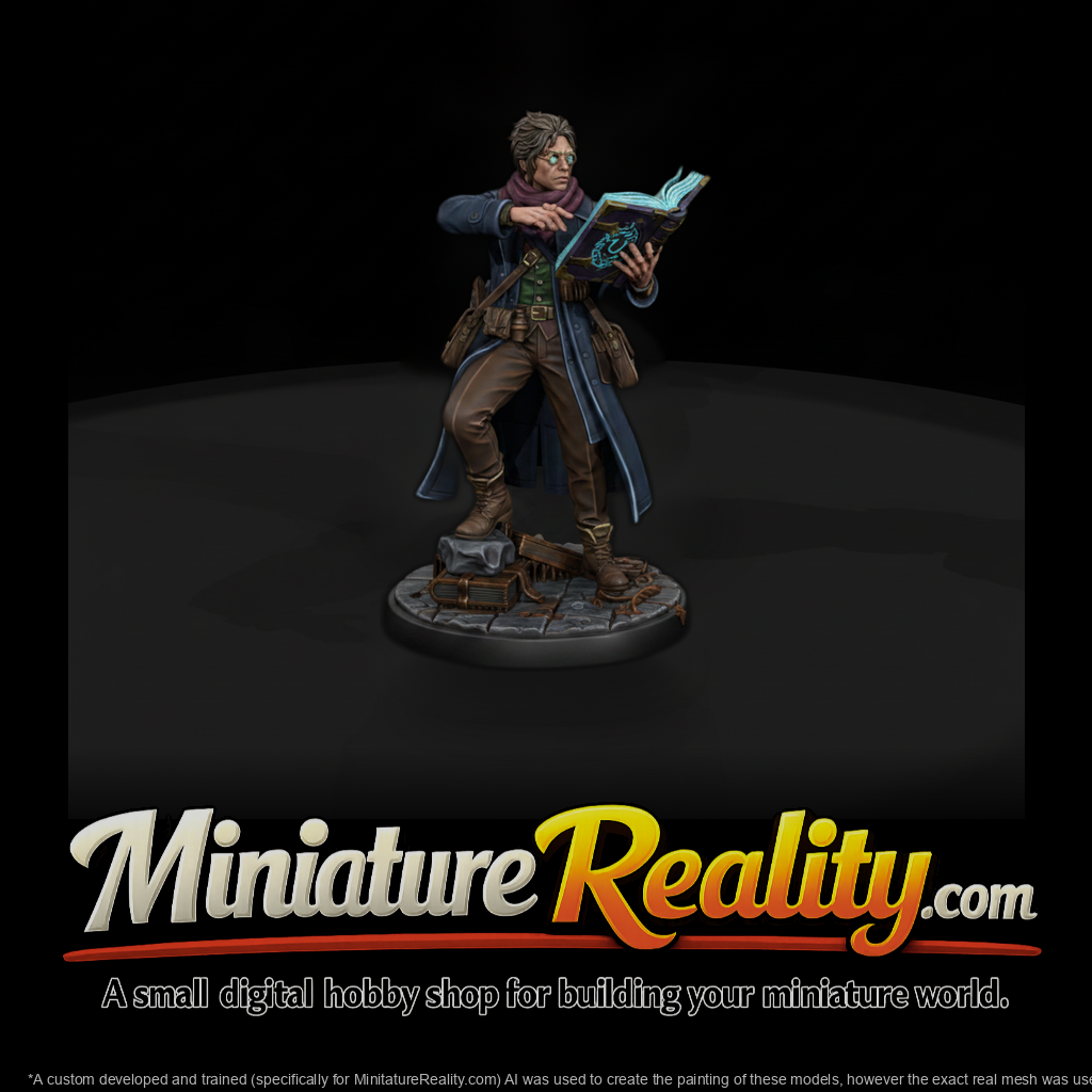 Arcane Scholar with Glowing Tome