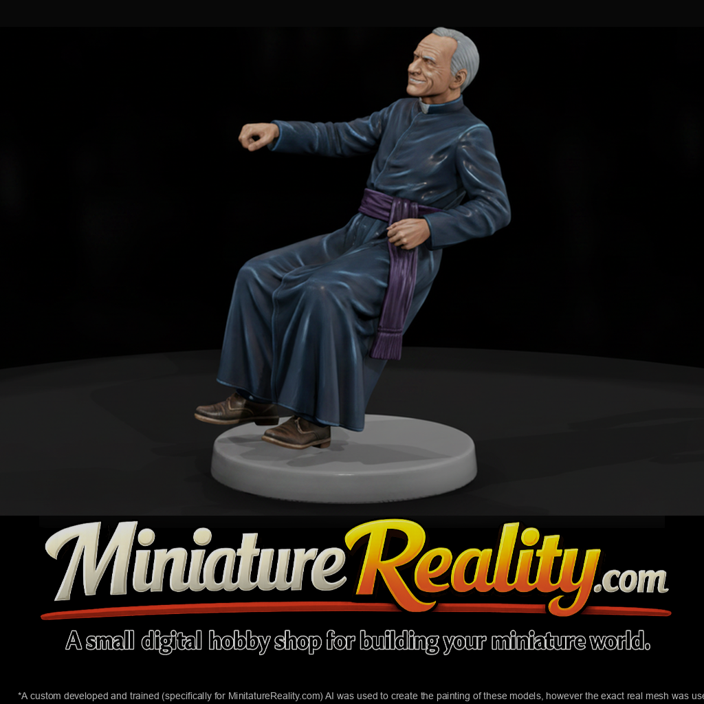 Seated Catholic Priest in Cassock