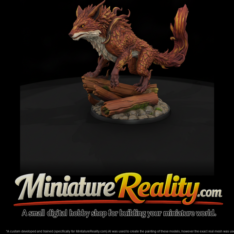 Ember Tail Fox Beast miniature, three-quarter view