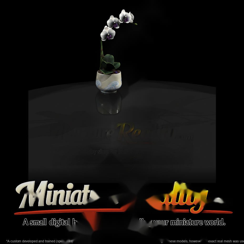 Stylized Monochrome Potted Orchid 3D Model Xfzrzzj