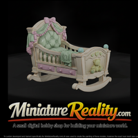 Ornate Baby Rocking Cradle miniature, three-quarter view — thumbnail 1