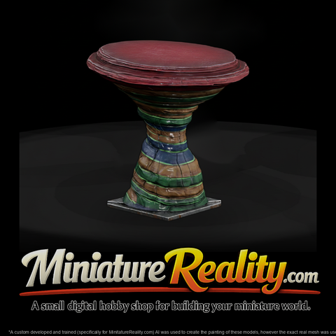 Stylized Stratified Rock Pedestal Table
